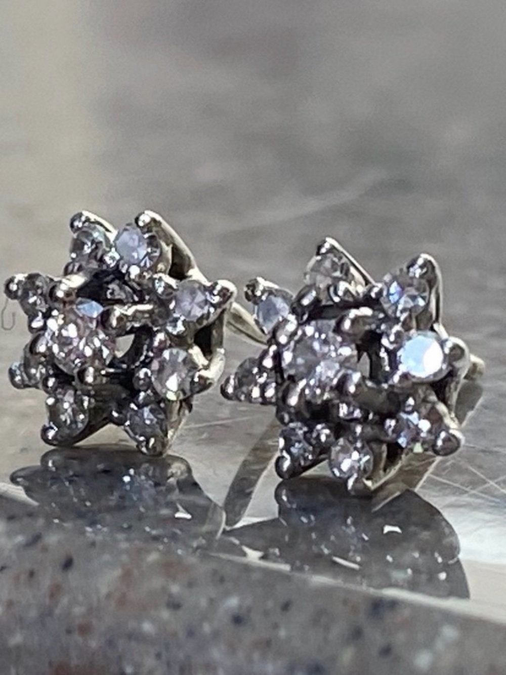 White Gold and Diamond Starburst Stud Earrings